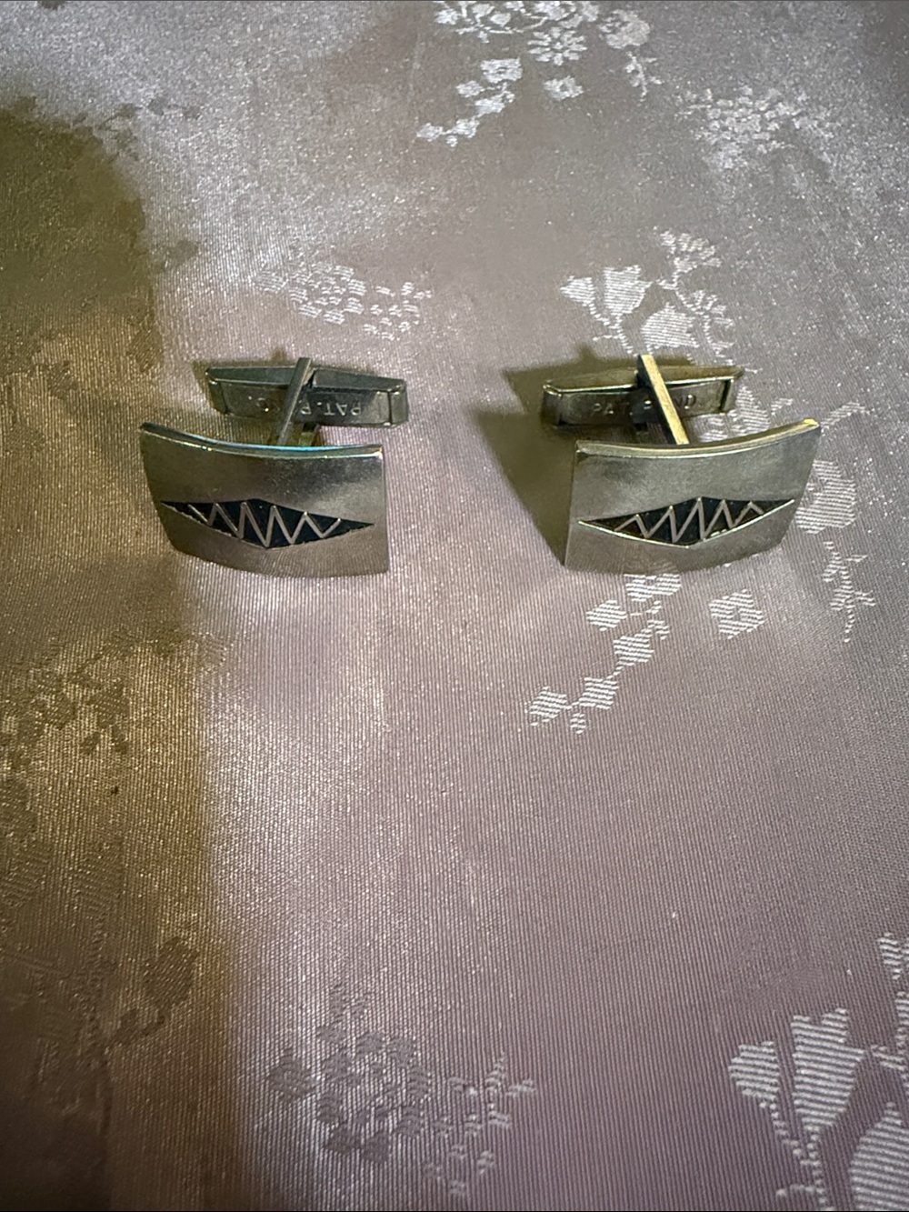 Men's vintage Silver-Tone Geometric Cufflinks - Modern Triangle Accent